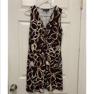 Jones New York Brown Sleeveless Floral Dress PS